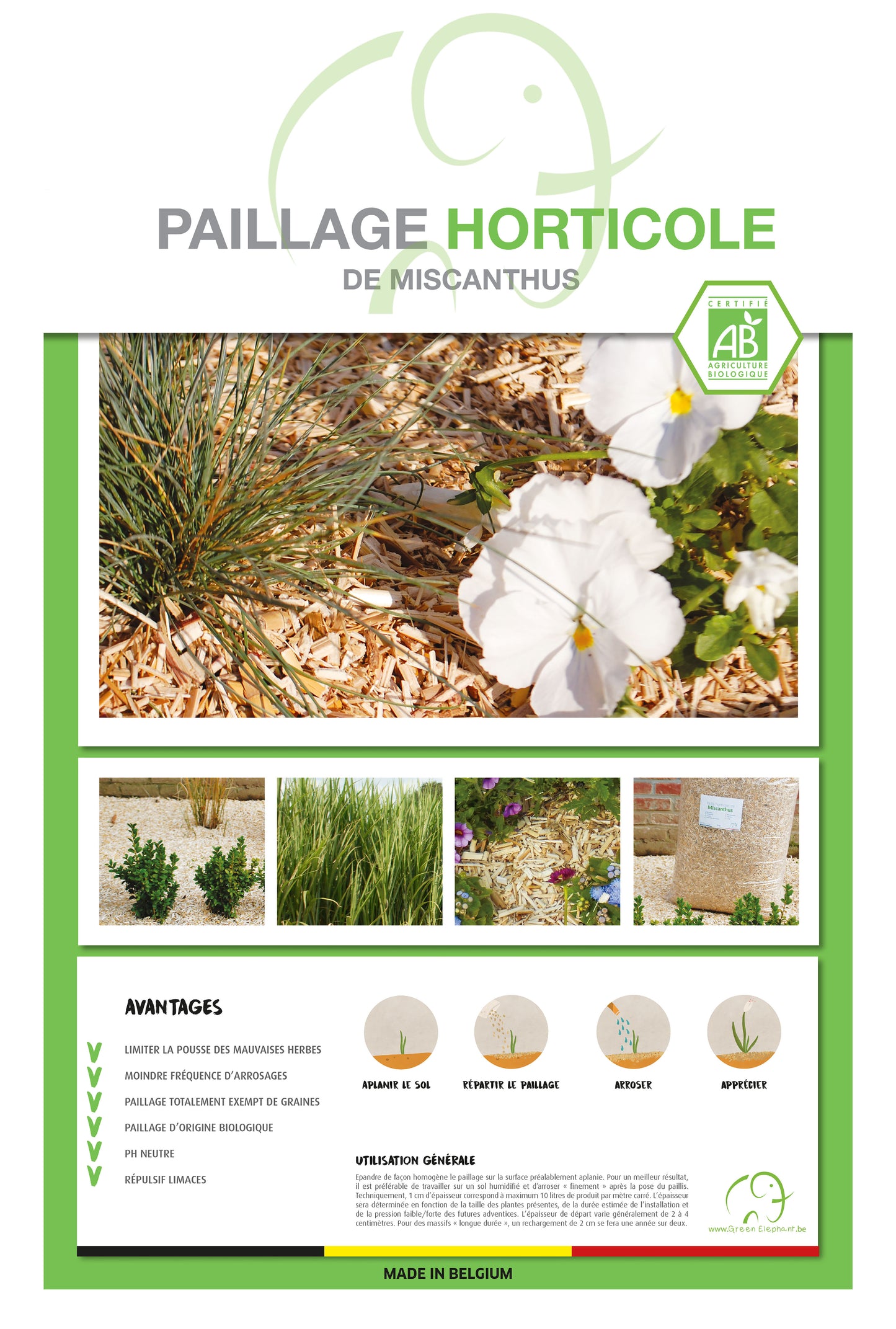 Paillage horticole de Miscanthus 250kg - dépoussièré